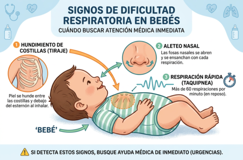 Infografía signos dificultad respiratoria bebés bronquiolitis.