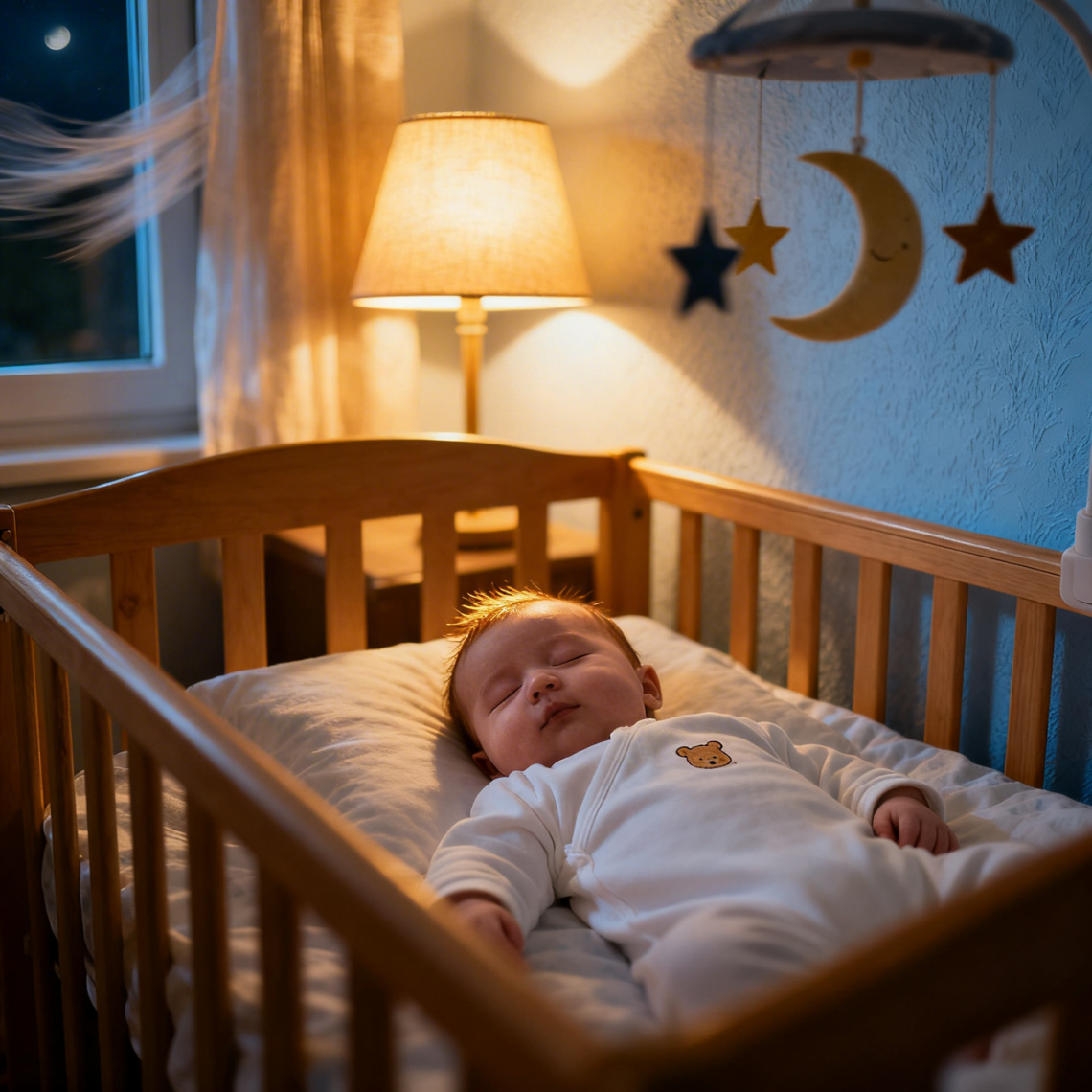 Bebé durmiendo plácidamente en su cuna